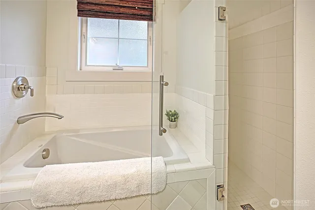 a bathroom with a bathtub