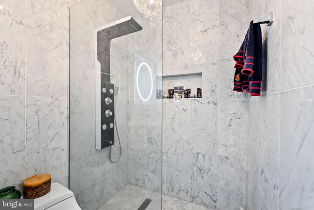 a bathroom with a shower