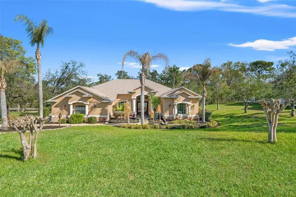 a front view of a house with a yard
