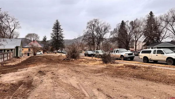 a view of road with large trees