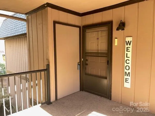 a view of a wooden door