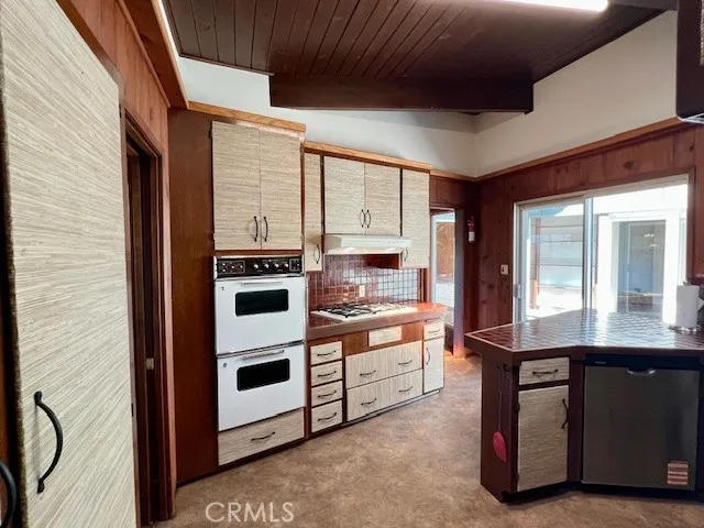 a kitchen with a stove a sink and a refrigerator