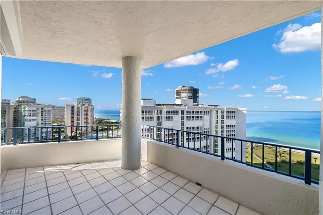 a view of terrace with city view