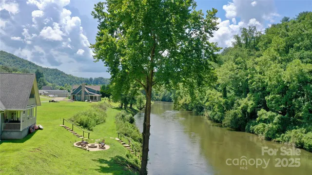 a view of lake from a balcony