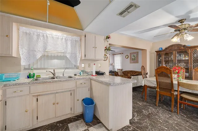 a kitchen with lots of counter top space