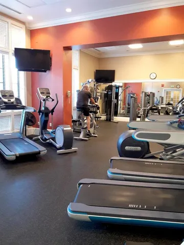 a room with gym equipment