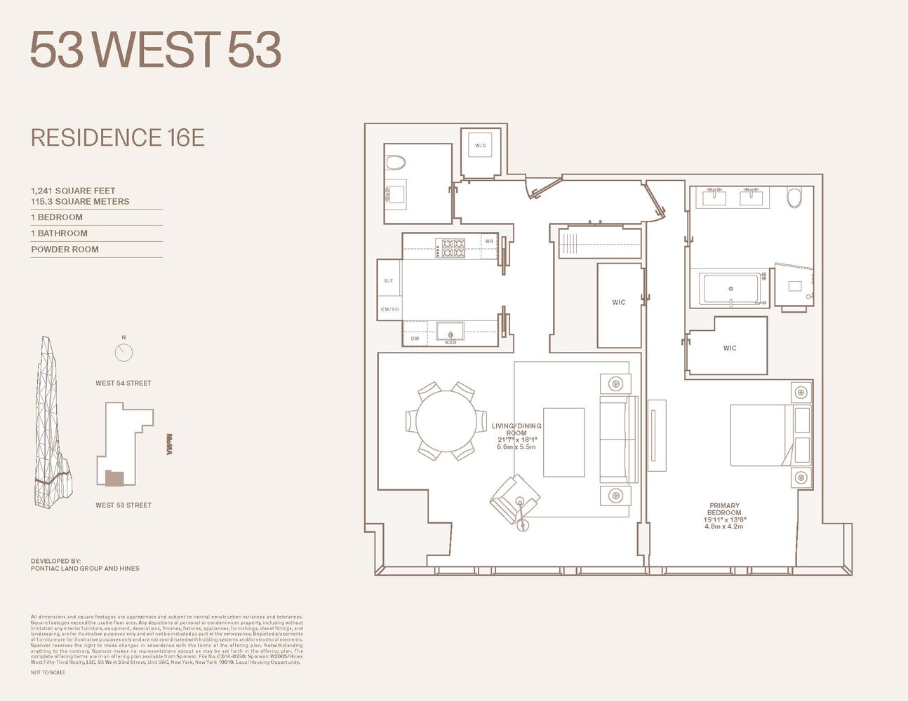 53 West 53rd Street, Unit 16E Manhattan, NY 10019 - Photo 7 of 7 a picture of a floor plan
