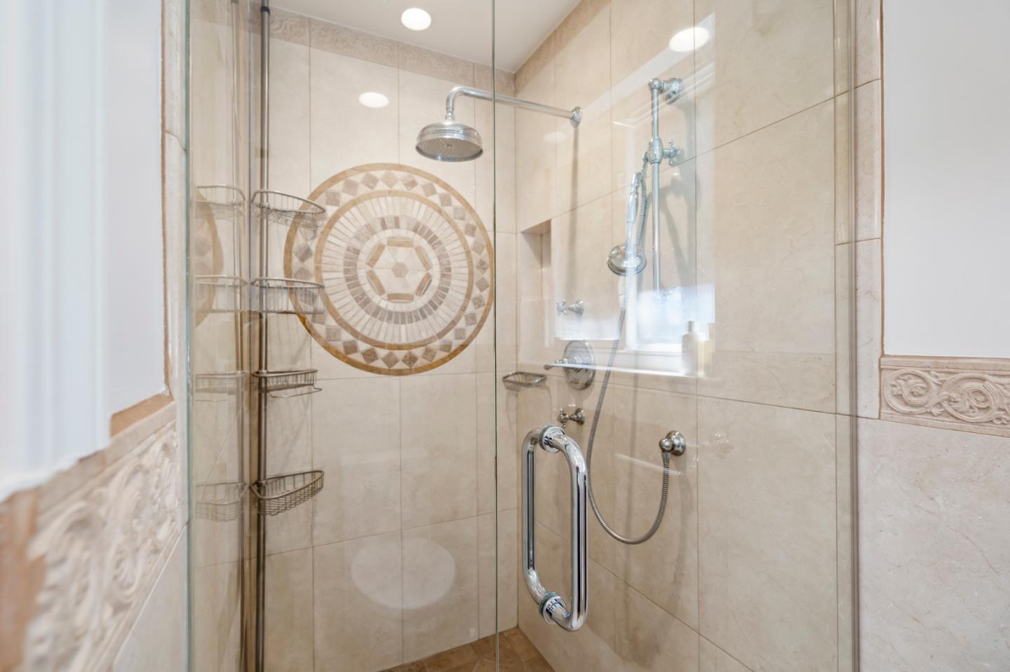 863 Viewridge Drive San Mateo, CA 94403 - Photo 35 of 50 a bathroom with a granite countertop shower and mirror