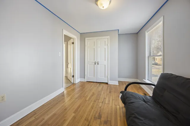 an empty room with windows