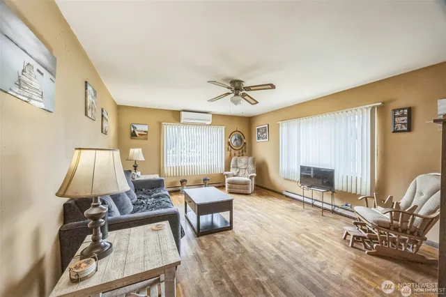 a living room with furniture