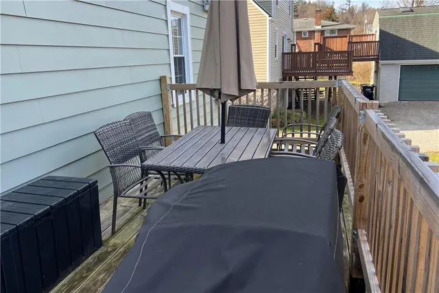 an outdoor space with seating