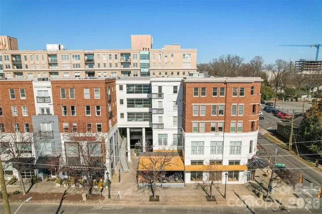 a front view of a multi story building