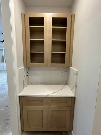 a bathroom with a shower and a toilet