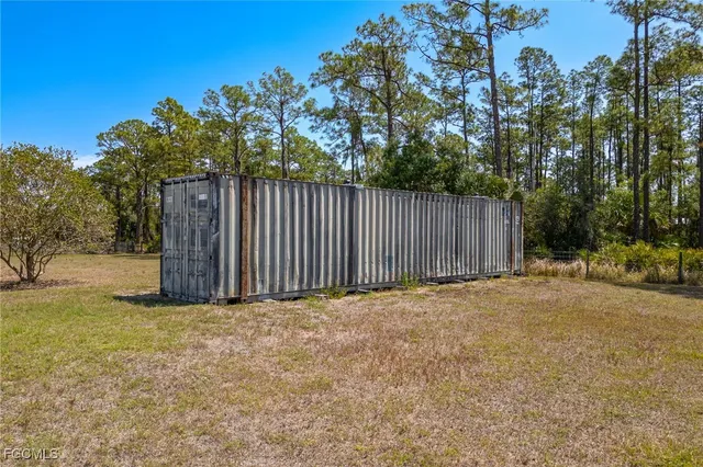 a view of a yard with a tree