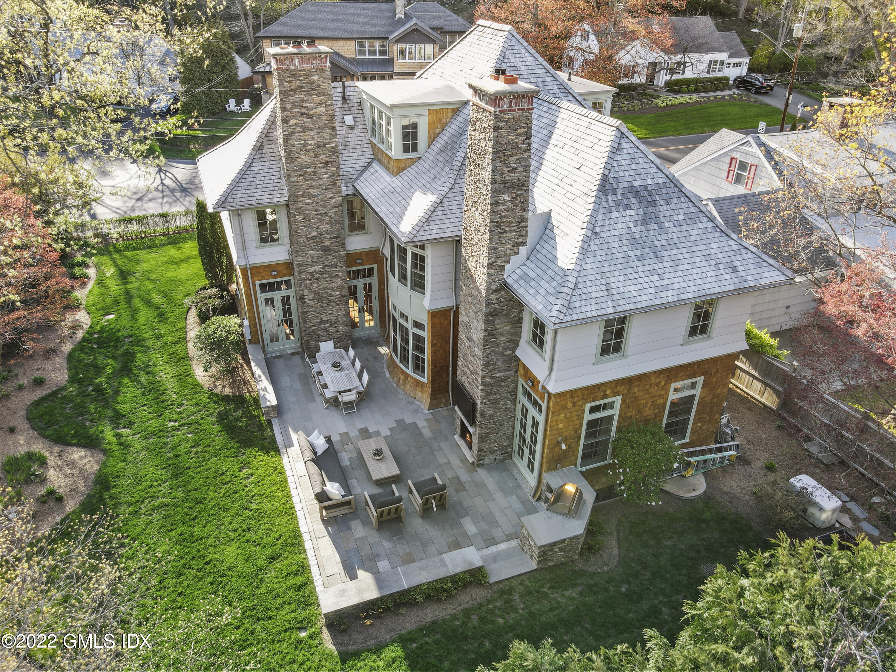 22 Glen Road Greenwich, CT 06830 - Photo 2 of 30 an aerial view of a house with garden space and street view