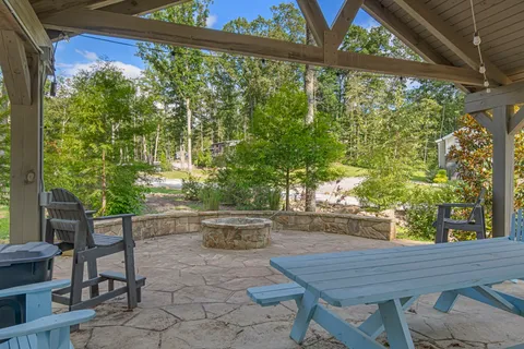 a view of a lake with a house