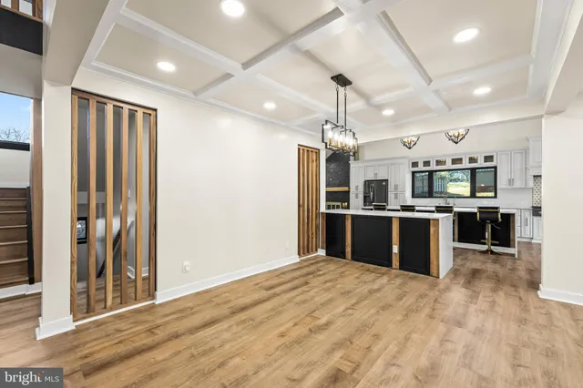 a kitchen with lots of counter top space