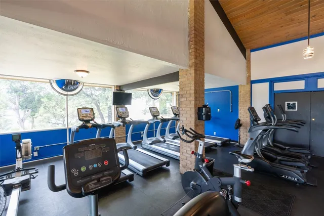 a room with gym equipment