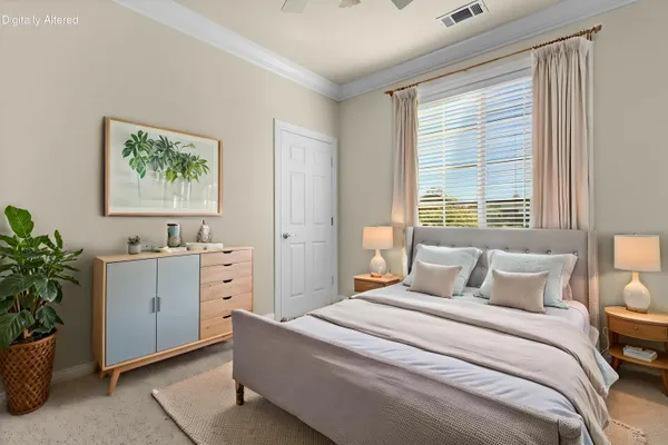 an empty room with a bathroom