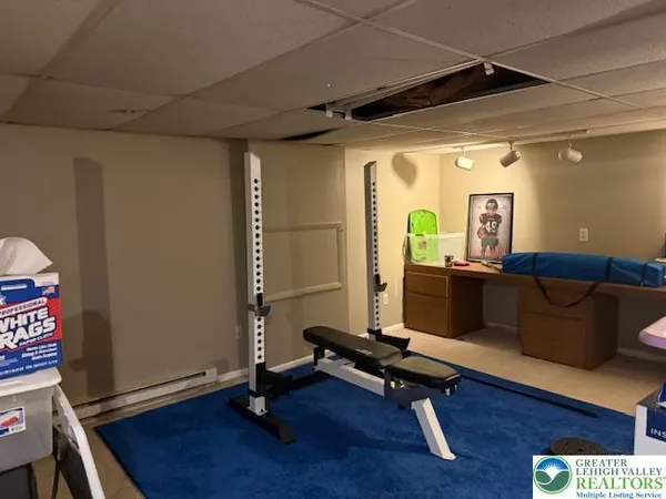 a view of a room with gym equipment