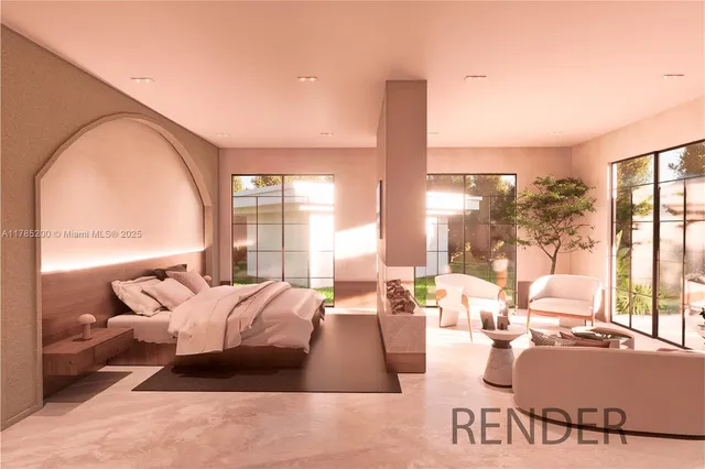 a bedroom with bed and a night stand