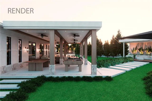 a view of swimming pool and bench in patio