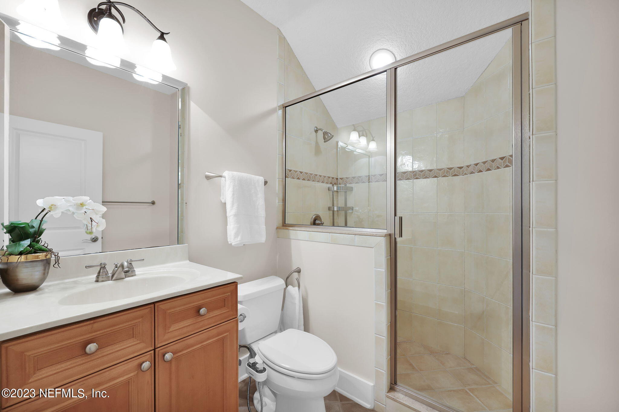 120 Istoria Drive St. Augustine, FL 32095 - Photo 50 of 90 a bathroom with a granite countertop sink a toilet and shower