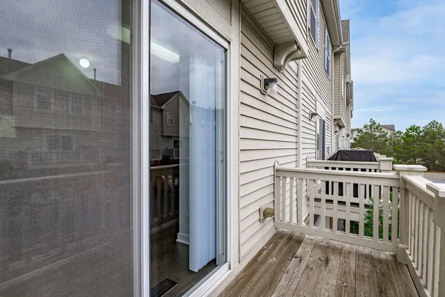 a view of balcony with small racks