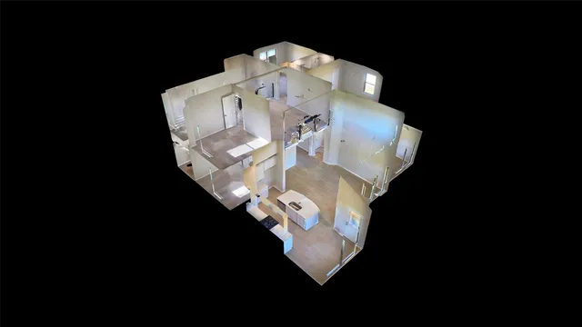 a view of a hallway with wooden floor windows and livingroom