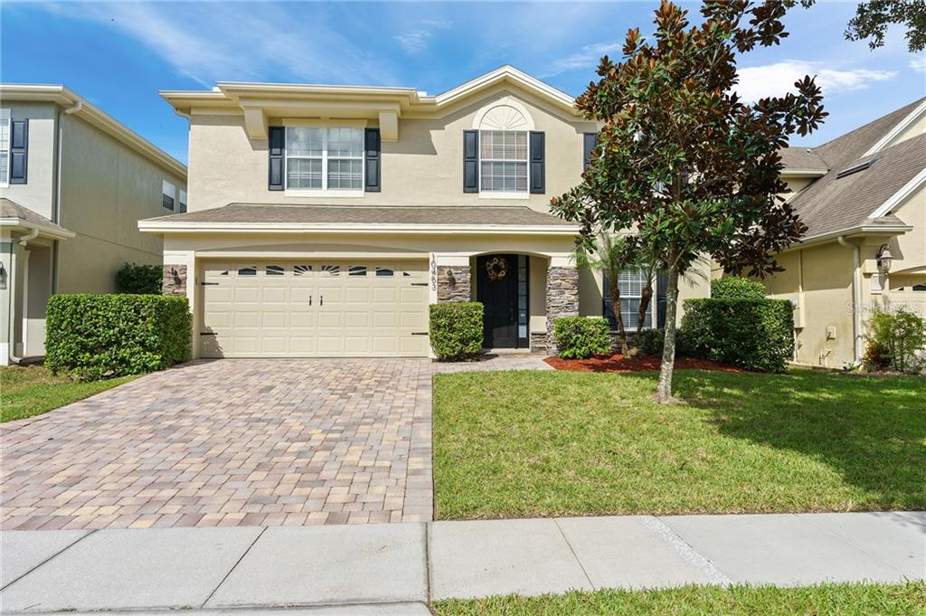 Welcome home to where you are greeted by a stone paver driveway and an upgraded stone elevation.