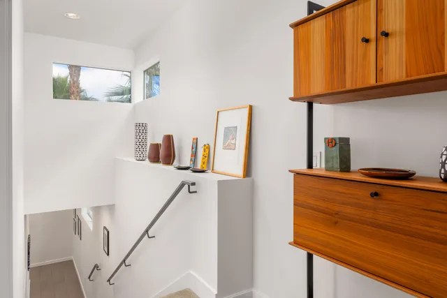 a view of hallway with workspace