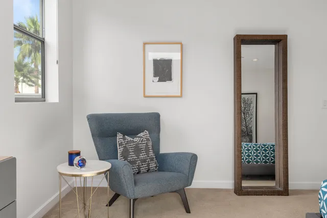 a lamp and a room with a table