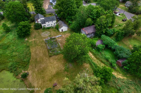 an aerial view of a house
