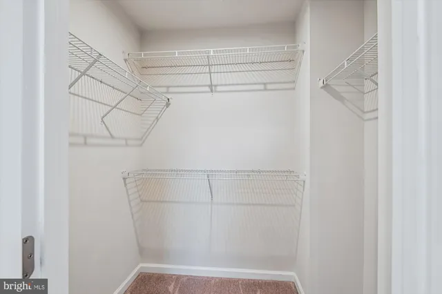 a view of walk in closet with empty racks