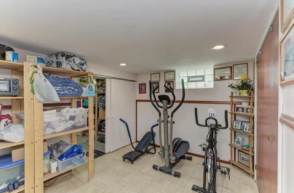 a view of a room with gym equipment