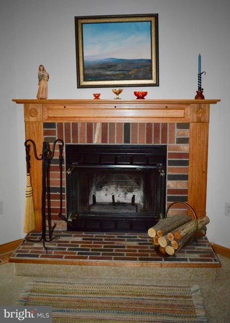 1450 Stringtown Road Berryville, VA 22611 - Photo 8 of 13 a fireplace with a clock on top of it