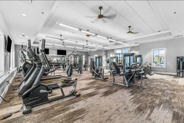 a view of a room with gym equipment