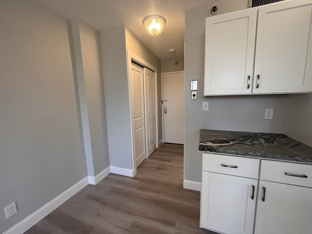 70 Southbridge Street, Unit 215 Worcester, MA 01608 - Photo 12 of 27 an empty room with wooden floor and cabinets