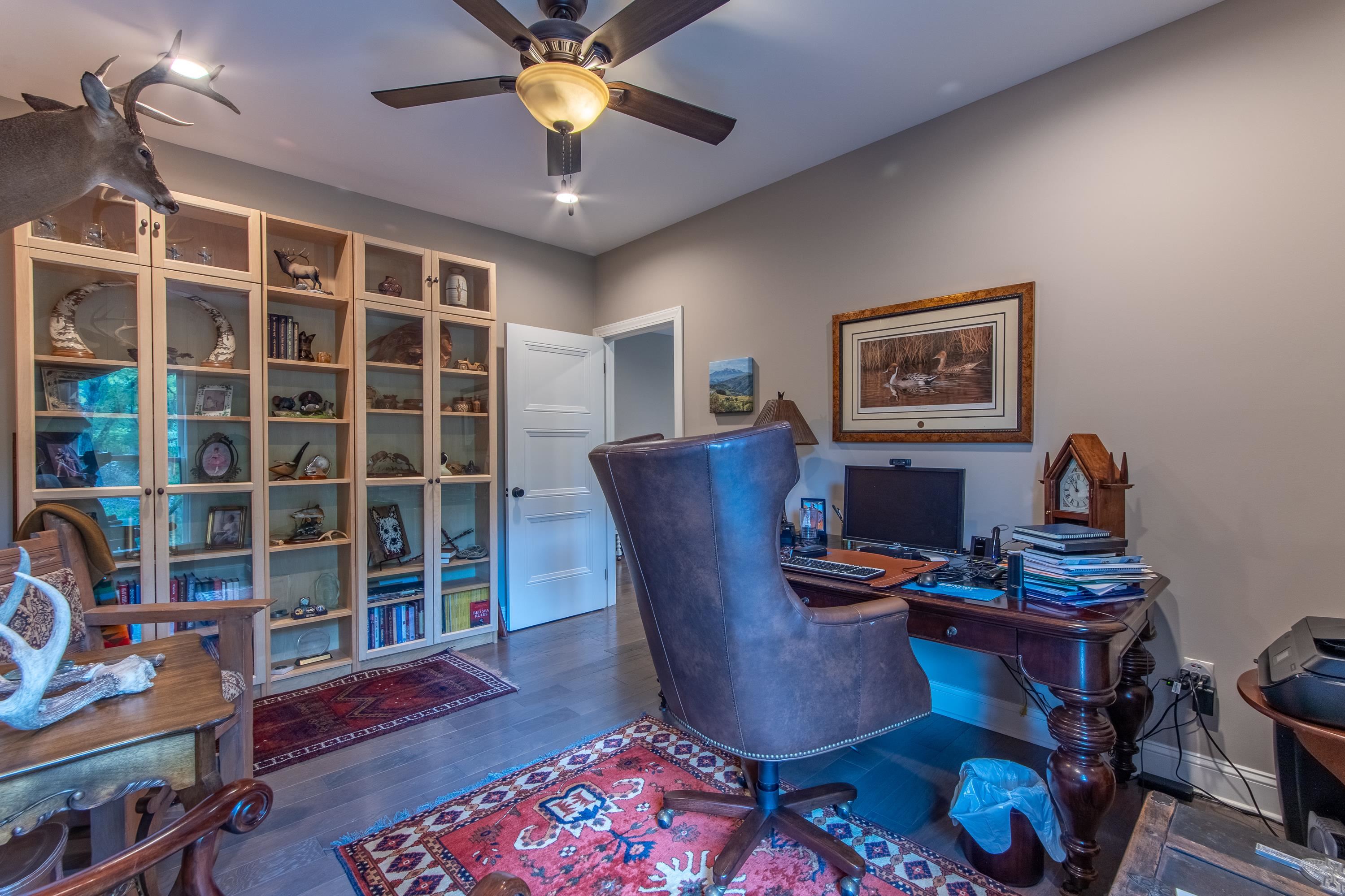 55 Ridge Pointe Drive Savannah, TN 38372 - Photo 28 of 40 Office area with dark hardwood / wood-style floors and ceiling fan