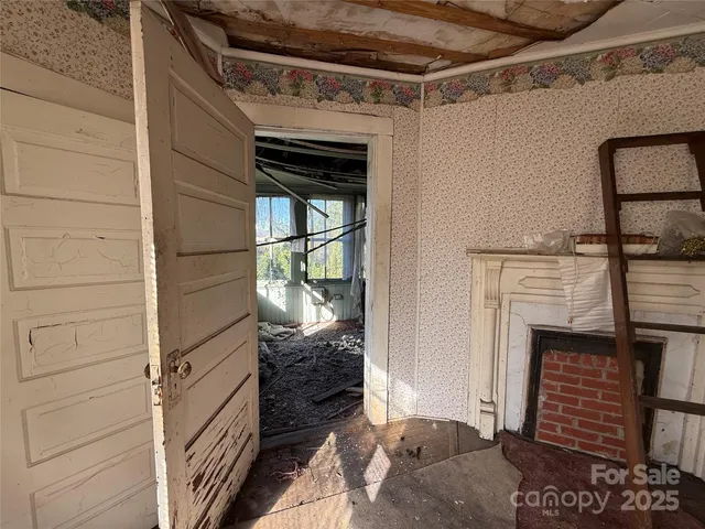a living room with large windows