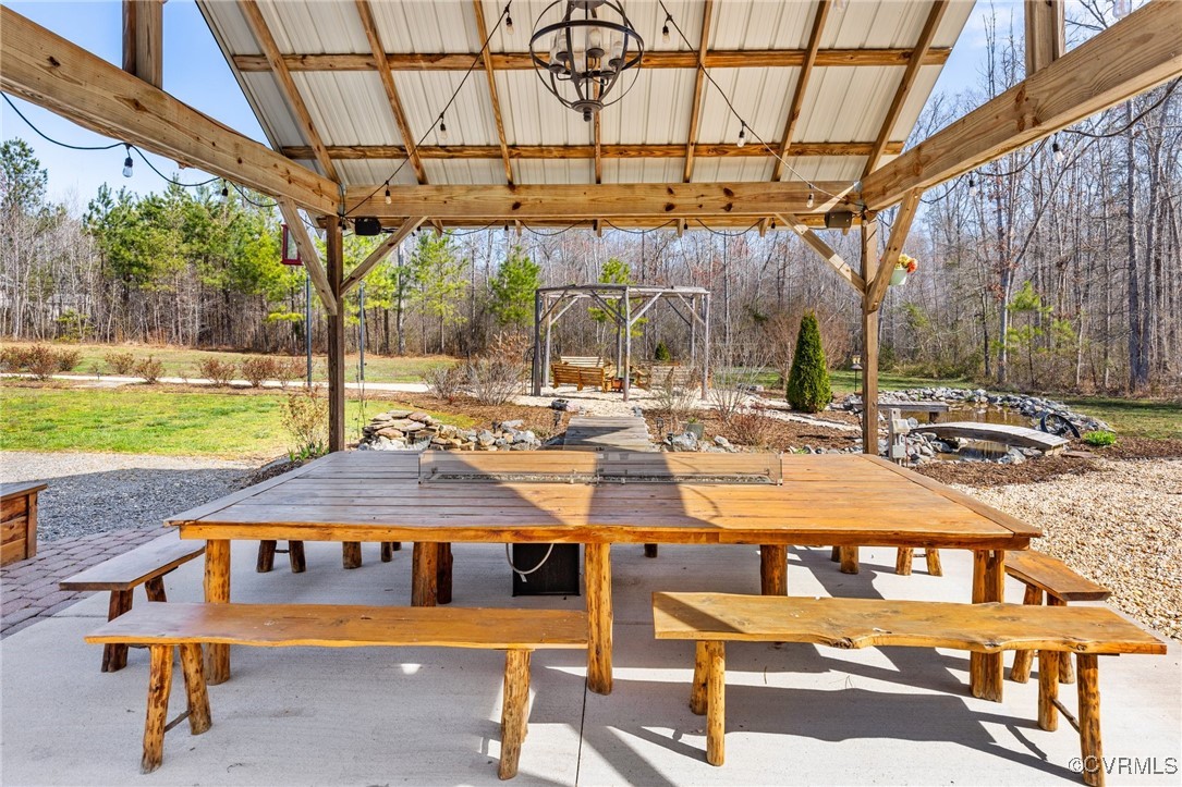17066 Goshen Road Montpelier, VA 23192 - Photo 37 of 46 live edge table and benches with propane firepit i