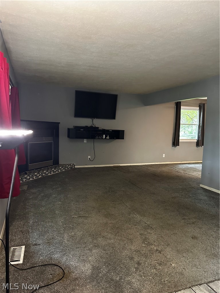 198 Park Road Painesville, OH 44077 - Photo 4 of 31 Spacious interior featuring a built-in fireplace with a tiled hearth and a wall-mounted media console