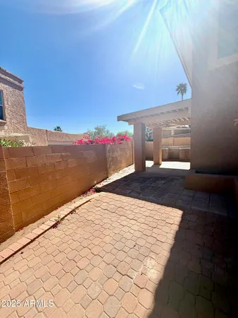 a view of a garage with wooden floor