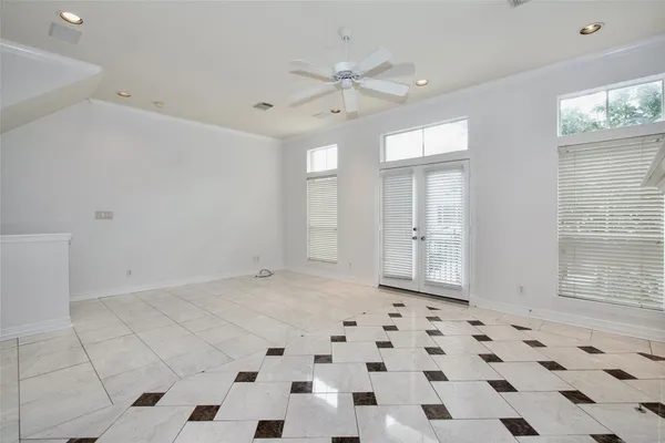 a view of a black and white checkered floor