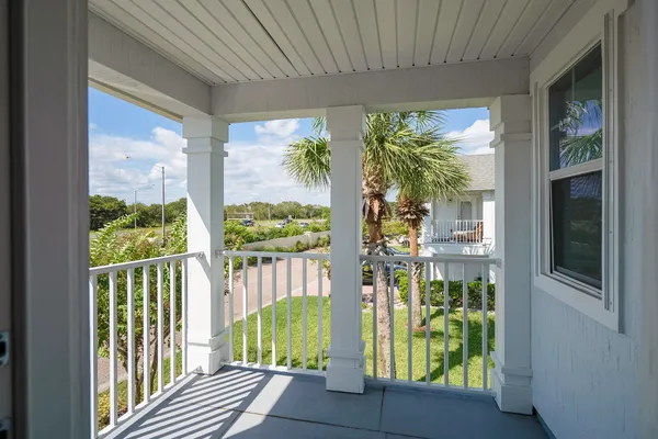 a view of a city from a balcony