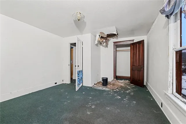 a view of a room with a chandelier
