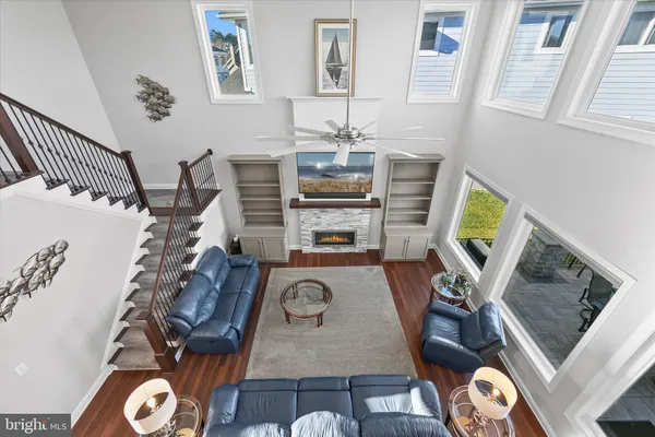 an aerial view of a golf course with parking space