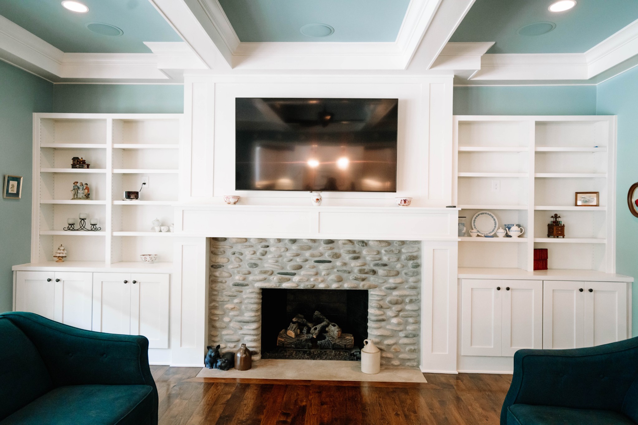 3290 Carl Road Franklin, TN 37064 - Photo 19 of 49 a living room with a fireplace and a flat screen tv