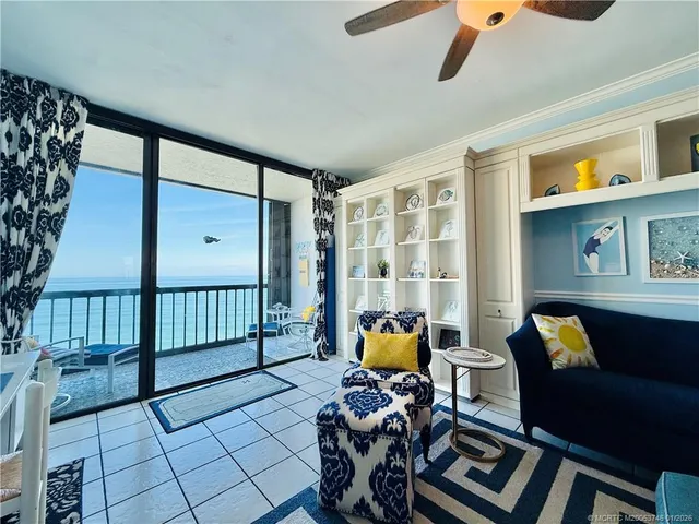 a view of ocean from a balcony