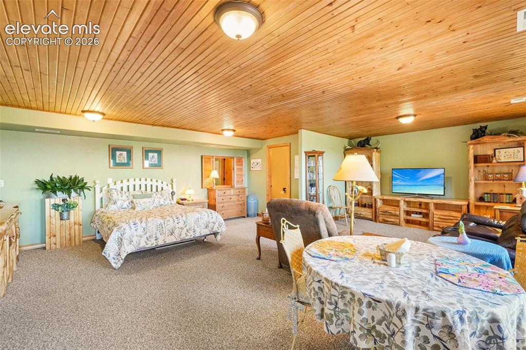 858 Oak Ridge Road Manitou Springs, CO 80829 - Photo 32 of 50 Bedroom 2/ In-law suite on lower level with en suite 3/4 bathroom, a large sitting area and a walk out to a private deck